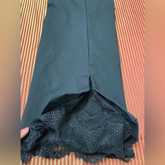 - Ecru Black Pants with Lace Hem size 6 - Picture 4 of 10